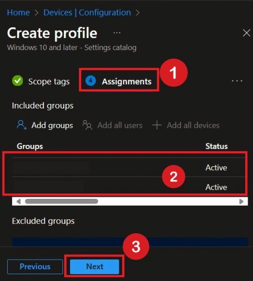 Configuring scope tags for the configuration profile